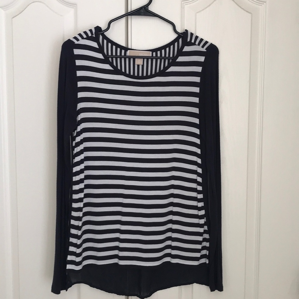 Gently worn Michael Kors Navy Blue striped blouse